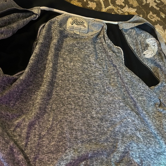 Roots vintage button up jersey style sweater grey black and white - Picture 7 of 9